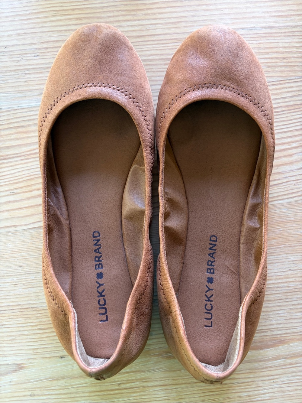 Lucky Brand Cognac Suede Ballet Flats Size 8